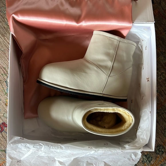 Amina Muaddi Heidi shearling-lined leather platform ankle boots - Picture 2 of 6